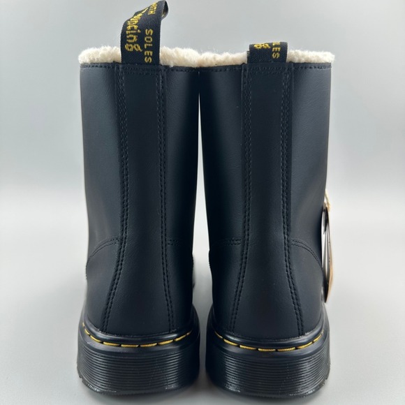 Dr. Martens Zavala Fur Lined Women Size 7 Black Leather Combat Boots NEW - Picture 4 of 8
